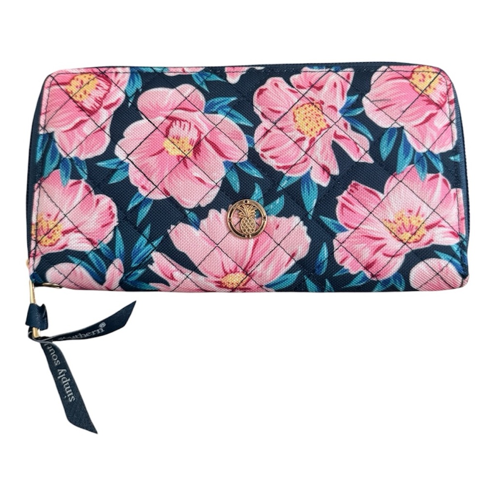 Simply Southern Navy Wallet with Pink Floral Print